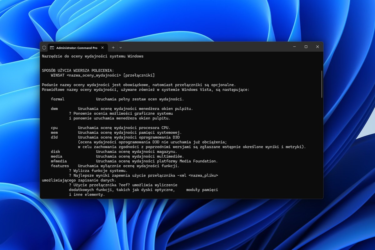 Winsat: wbudowane w Windowsa narzędzie do analizy systemu
